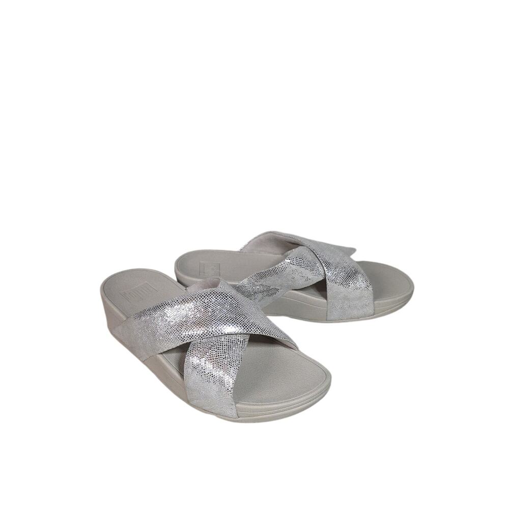 FitFlop Lulu Glitterdust Cross Slide Sandals Womens Size 8 NWT